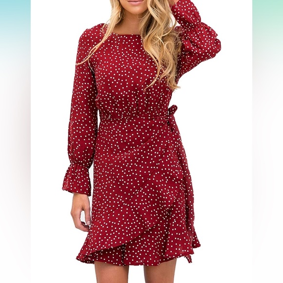 Dresses & Skirts - Relipop Polka Dot Dress withWrap Front and Ruffle Hem and Cuffs, Size XL
